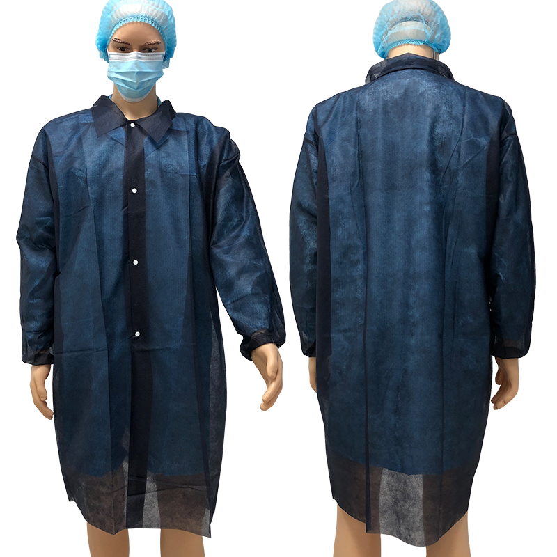 25-55gsm PP Black Lab Coat for Isolation (YG-BP-04) (12)