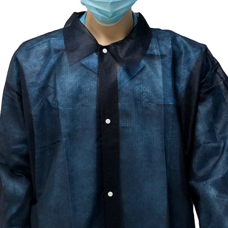 25-55gsm PP Black Lab Coat for Isolation (YG-BP-04) (9)